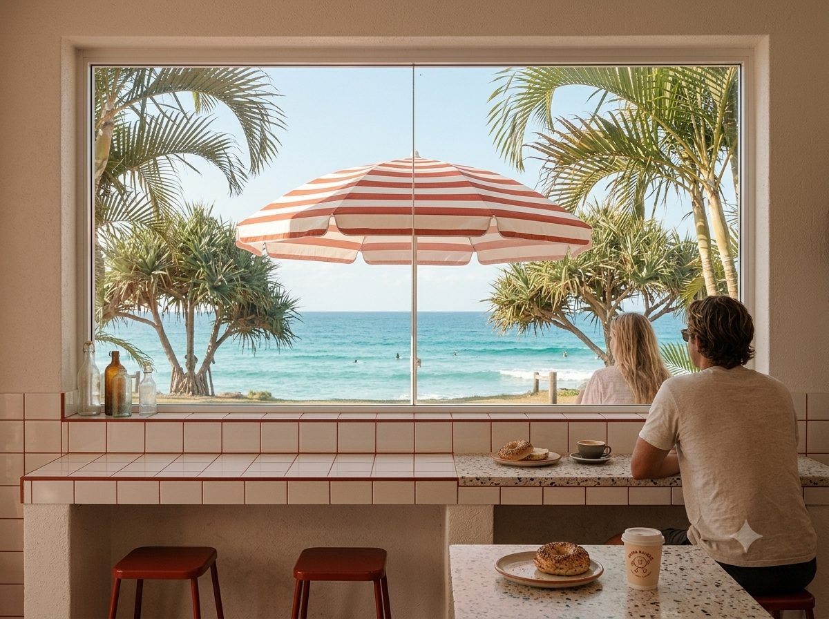 Window seats looking out to the beach